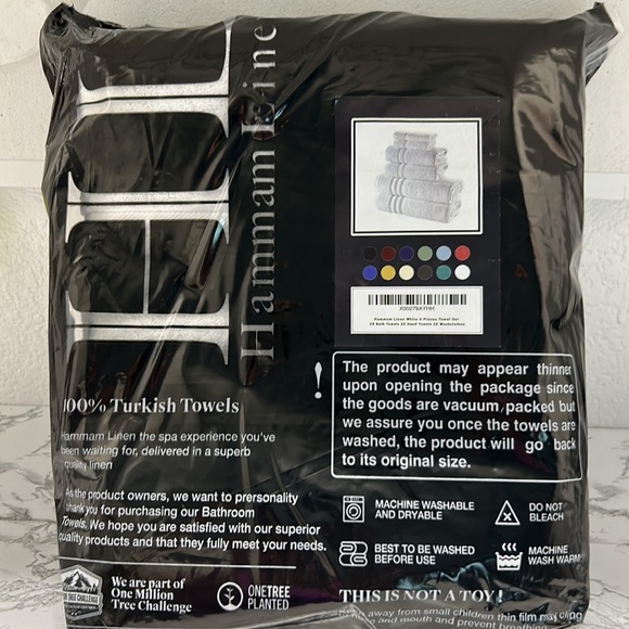 Hammam Linen White Towel Set - Picture 3 of 4